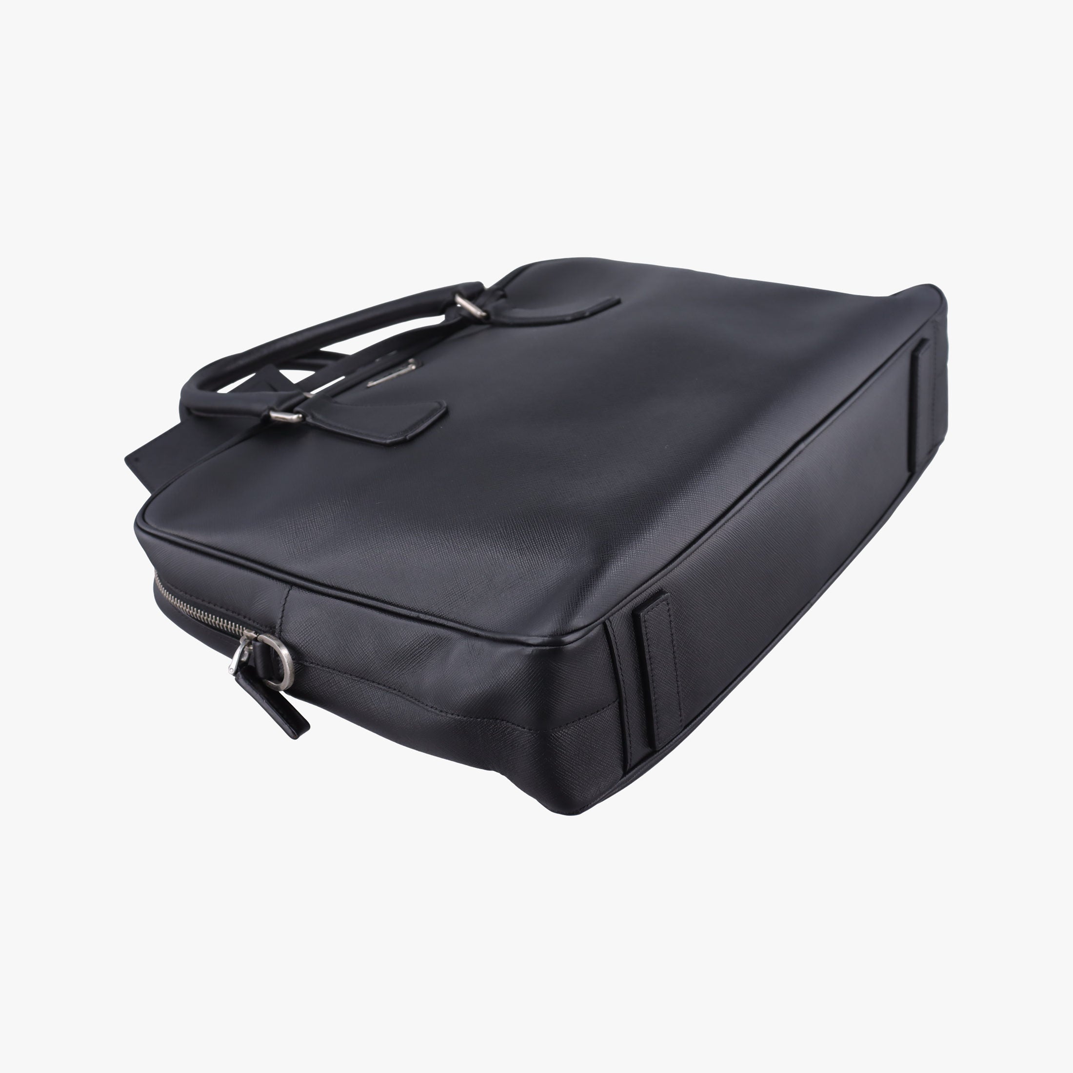 Pre-owned Prada Business Briefcase Black SAFFIANO Leather 2VE011 handbag | stylenewstar