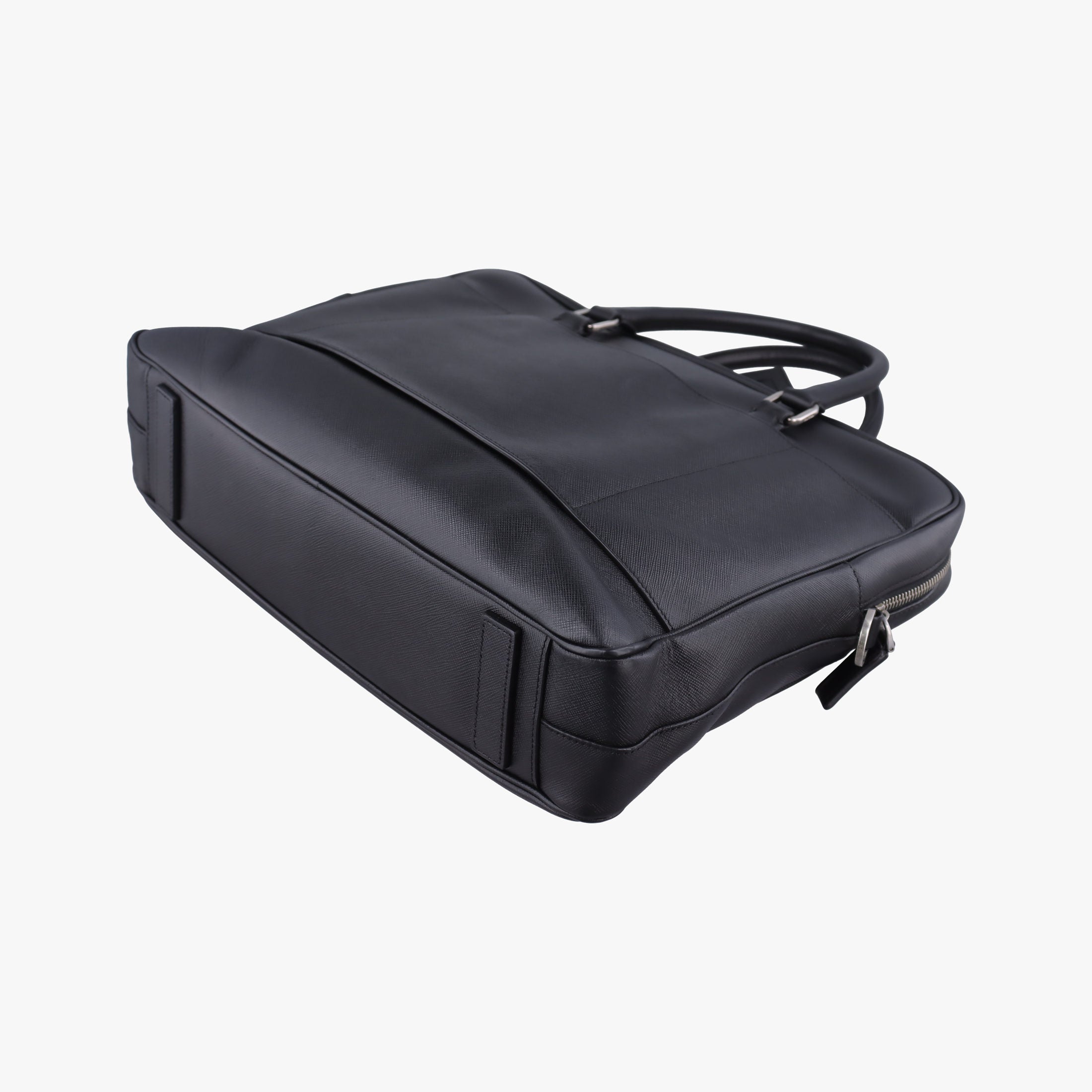 Pre-owned Prada Business Briefcase Black SAFFIANO Leather 2VE011 handbag | stylenewstar
