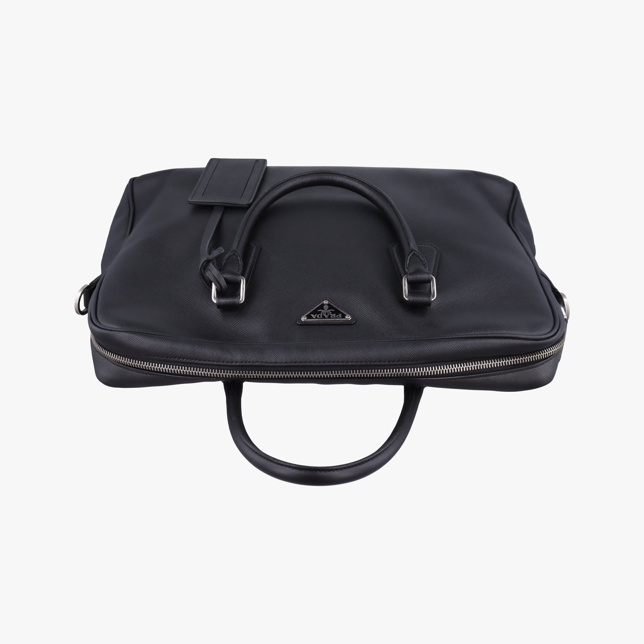 Pre-owned Prada Business Briefcase Black SAFFIANO Leather 2VE011 handbag | stylenewstar