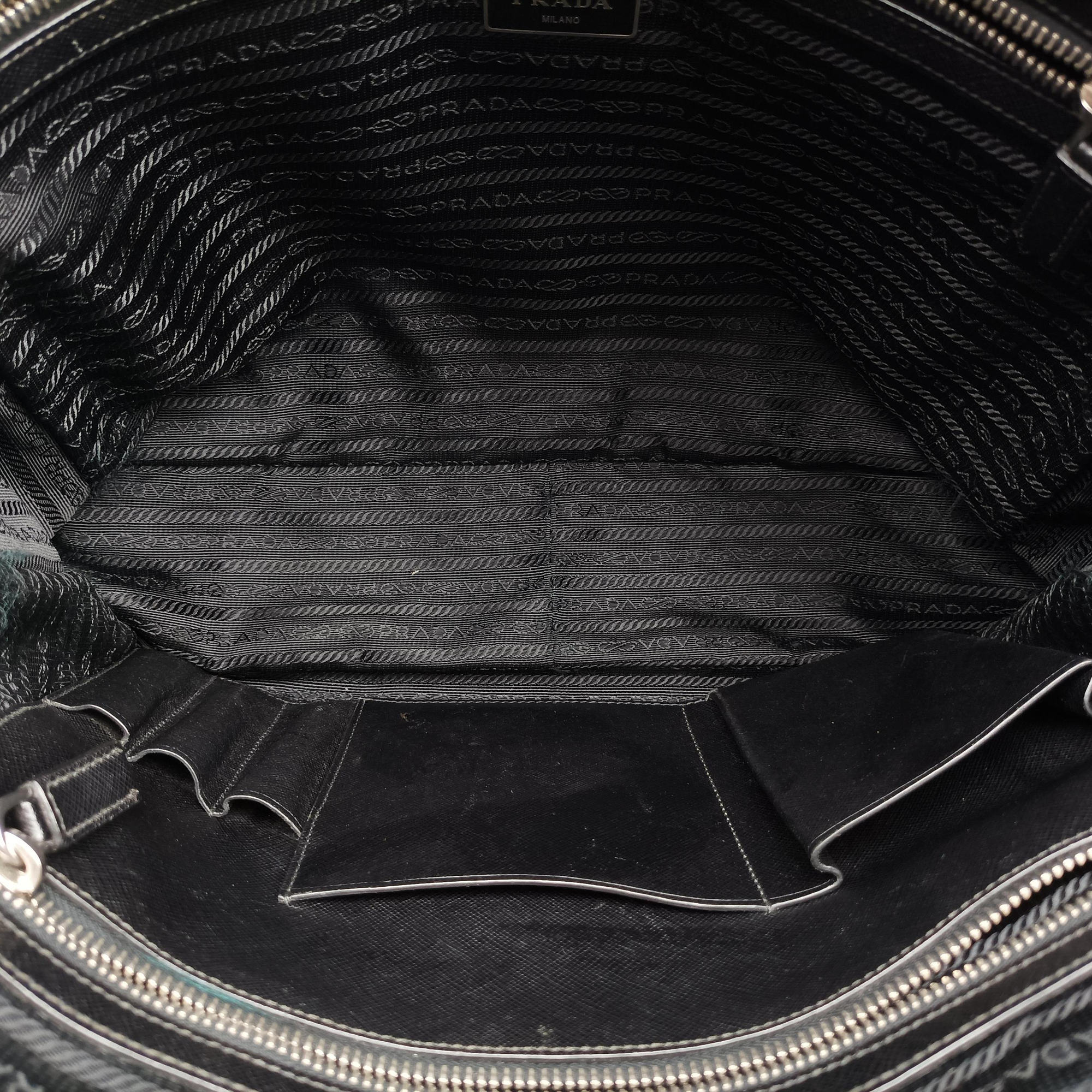 Pre-owned Prada Business Briefcase Black SAFFIANO Leather 2VE011 handbag | stylenewstar
