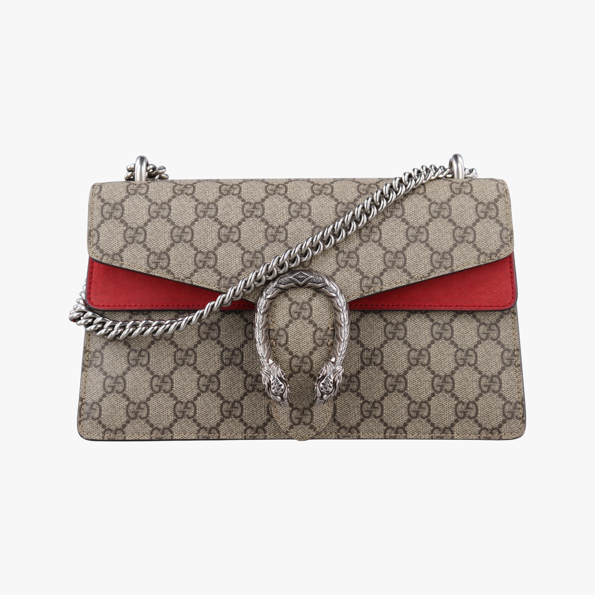 Pre-owned Gucci Dionysus beige×red PVC coated canvas × suede 400249 shoulderbag | stylenewstar