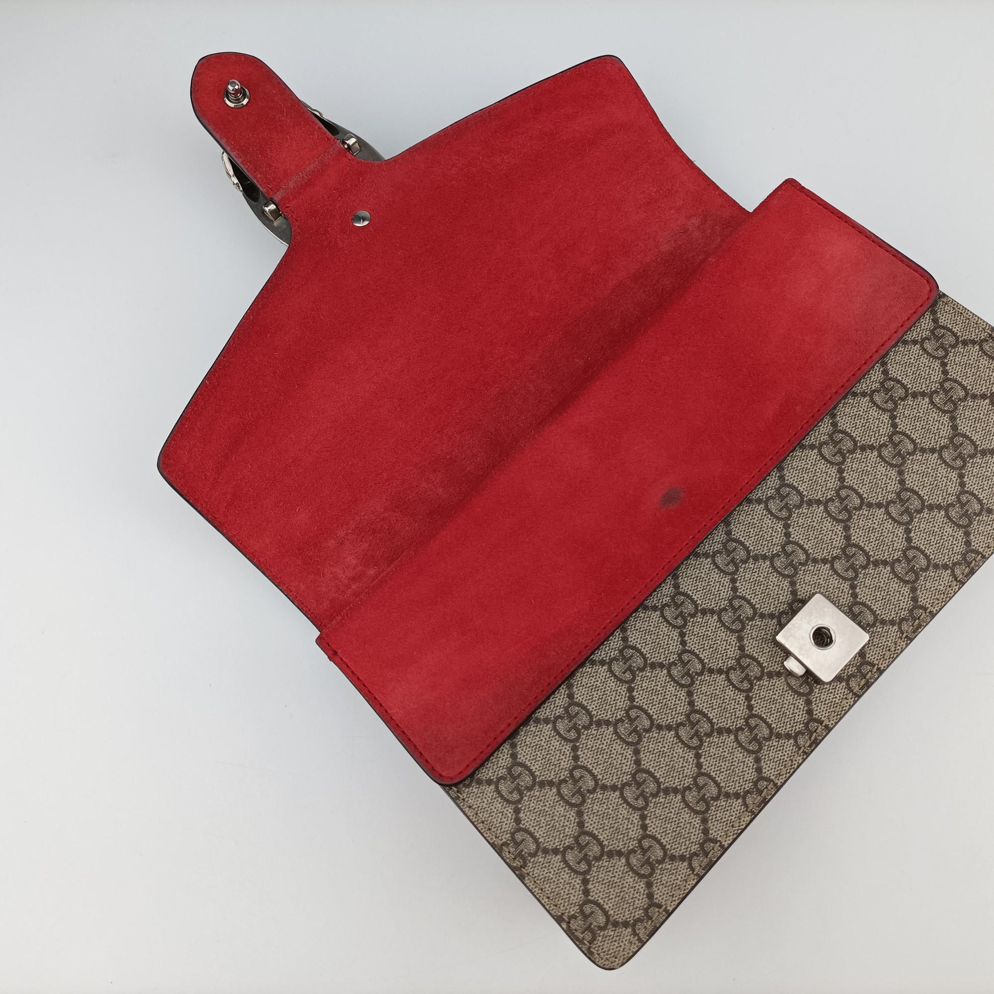 Pre-owned Gucci Dionysus beige×red PVC coated canvas × suede 400249 shoulderbag | stylenewstar
