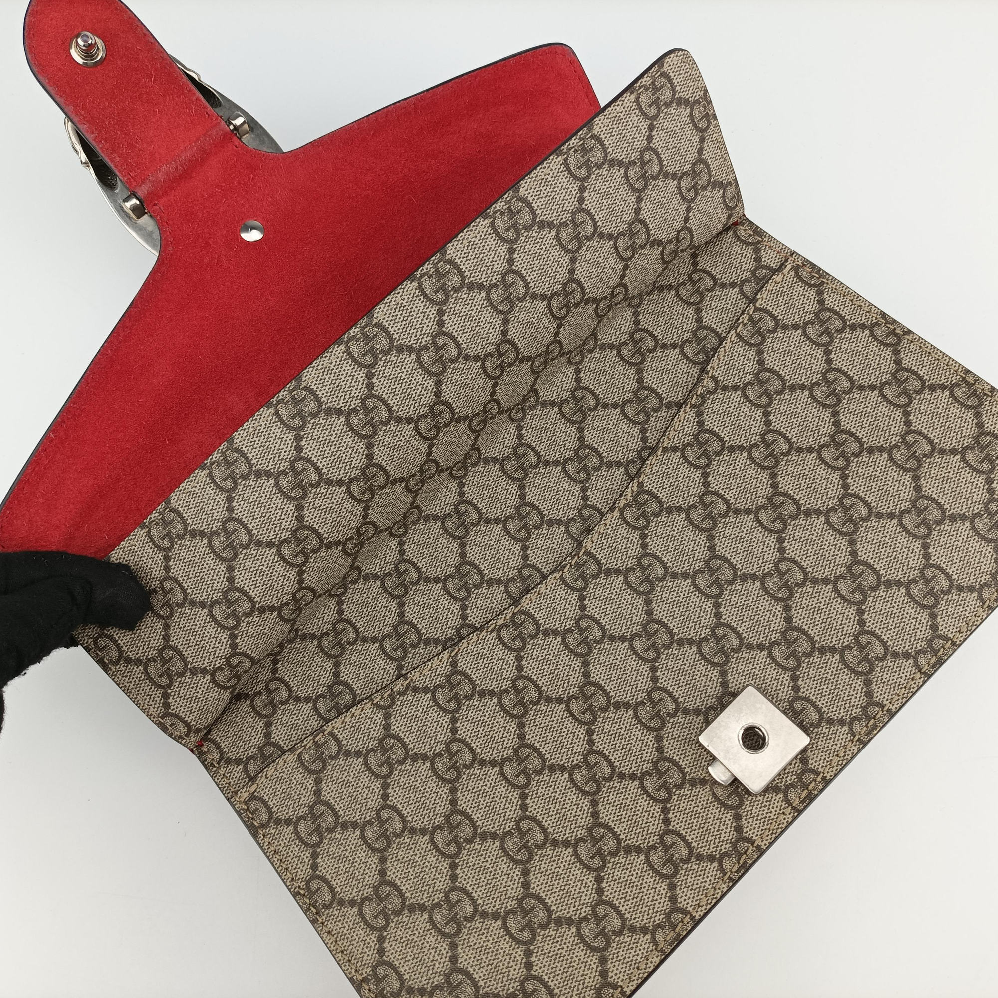 Pre-owned Gucci Dionysus beige×red PVC coated canvas × suede 400249 shoulderbag | stylenewstar