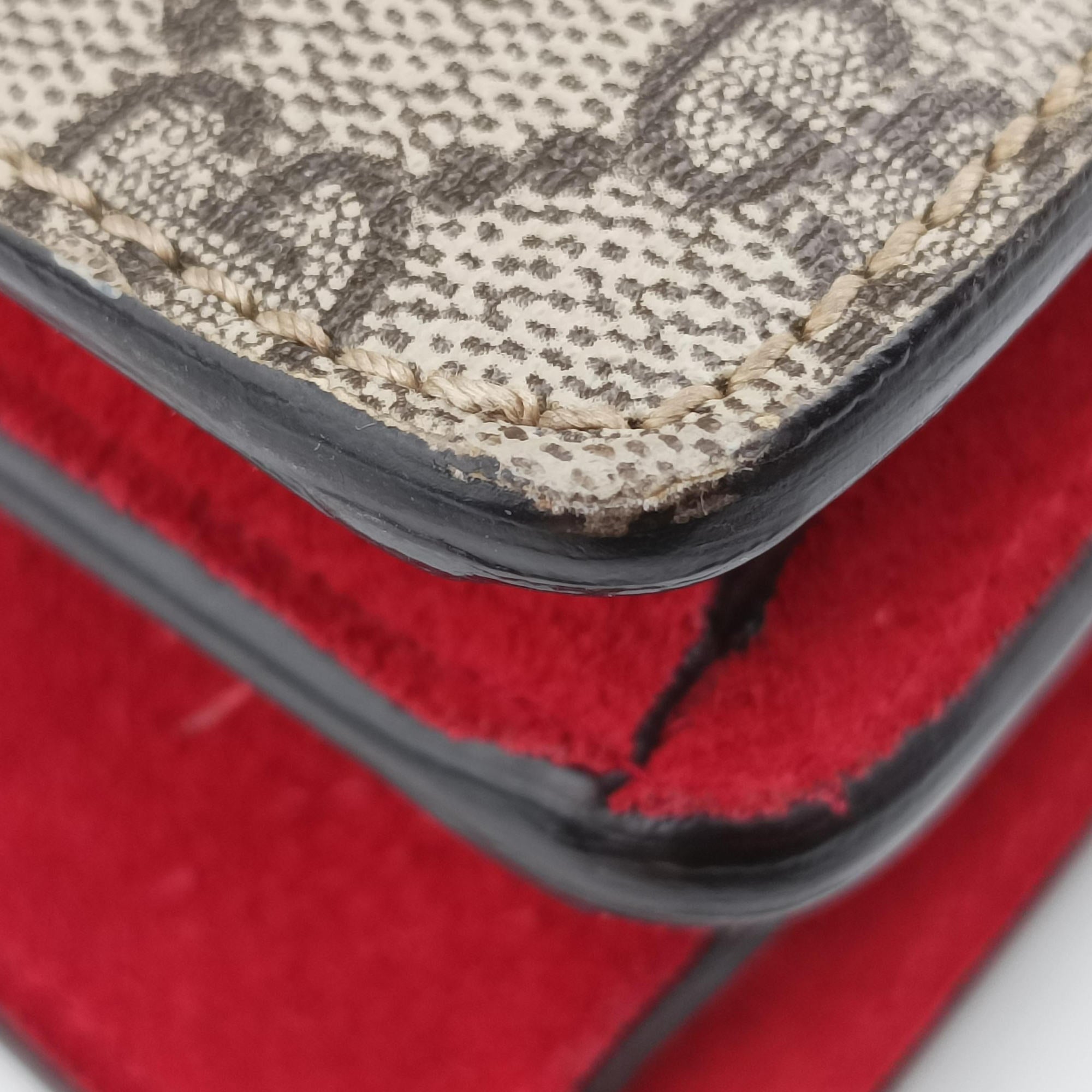 Pre-owned Gucci Dionysus beige×red PVC coated canvas × suede 400249 shoulderbag | stylenewstar