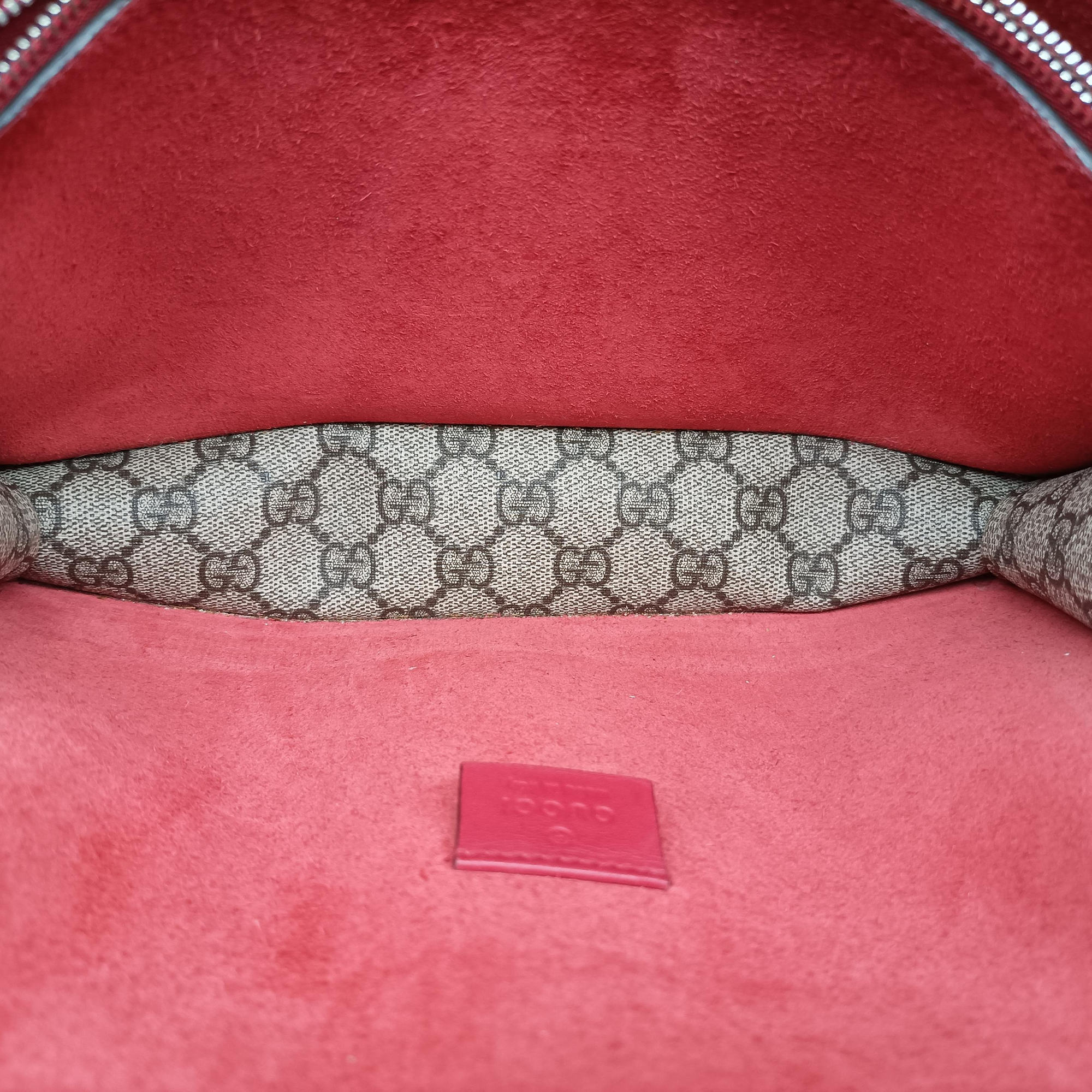 Pre-owned Gucci Dionysus beige×red PVC coated canvas × suede 400249 shoulderbag | stylenewstar