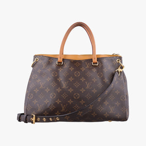 Pre-owned Louis Vuitton PALLAS brown×SAFRAN Monogram Canvas×calf leather M40929 shoulderbag | stylenewstar