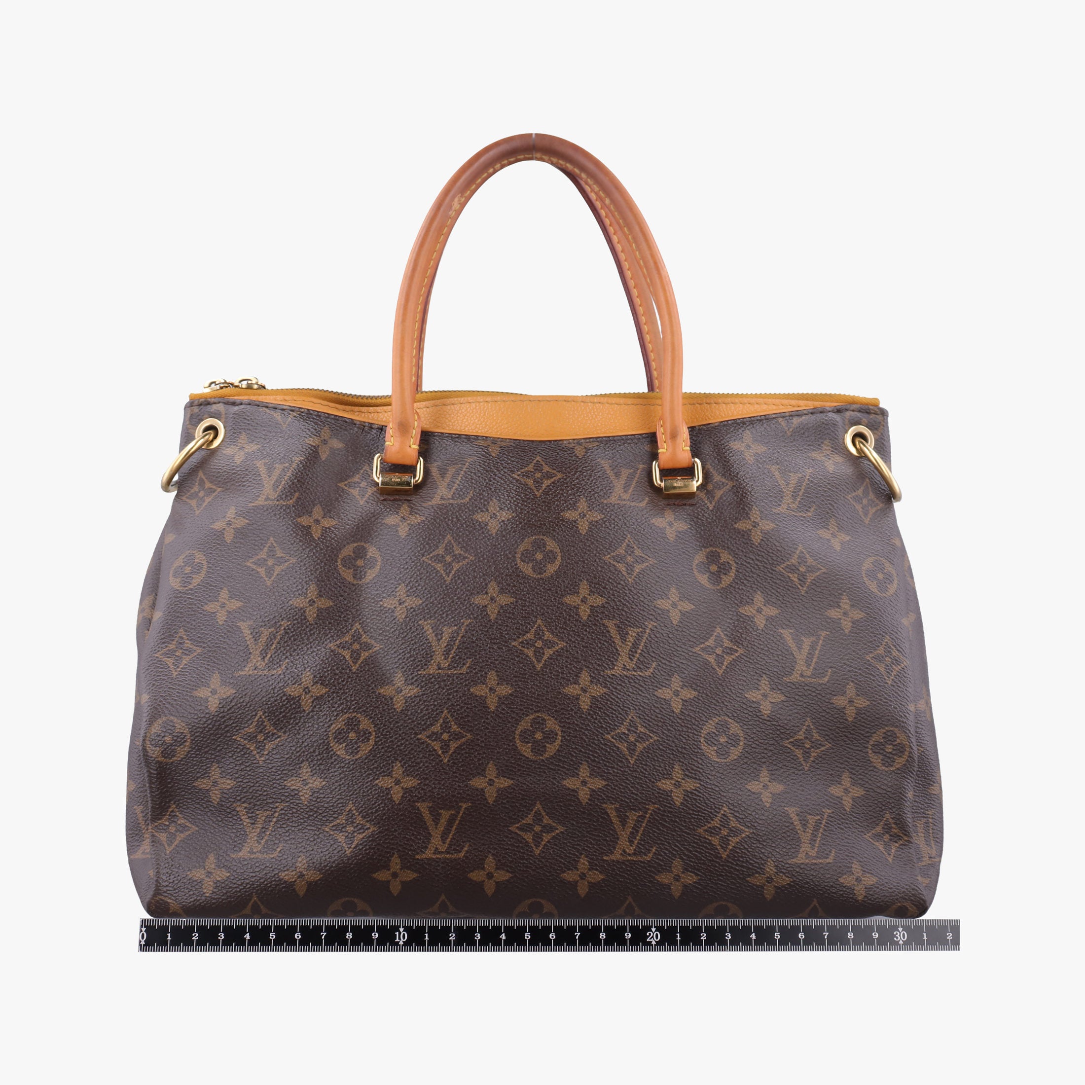 Pre-owned Louis Vuitton PALLAS brown×SAFRAN Monogram Canvas×calf leather M40929 shoulderbag | stylenewstar