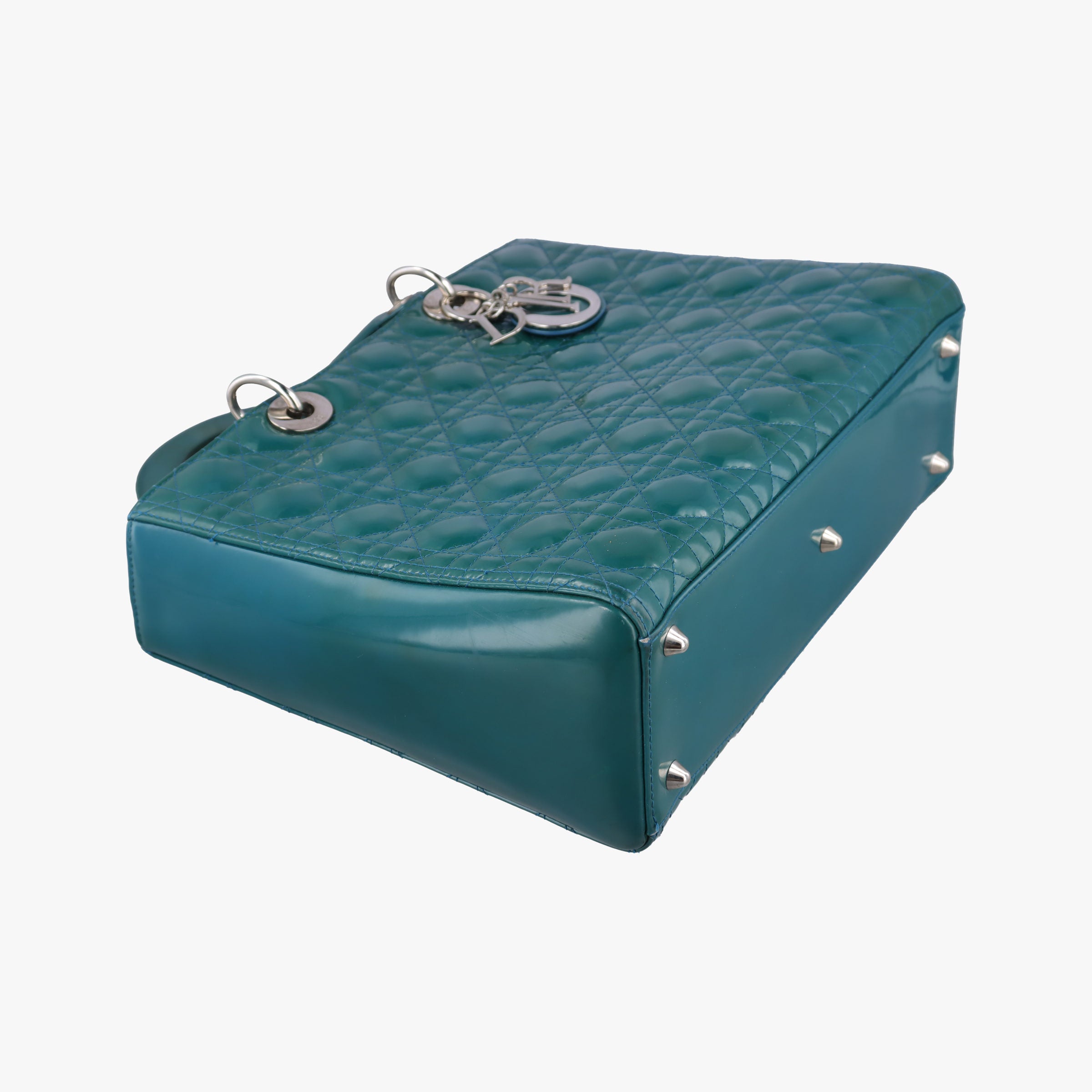 Pre-owned Christian Dior Lady Dior Blue Patent　Leather  shoulderbag | stylenewstar