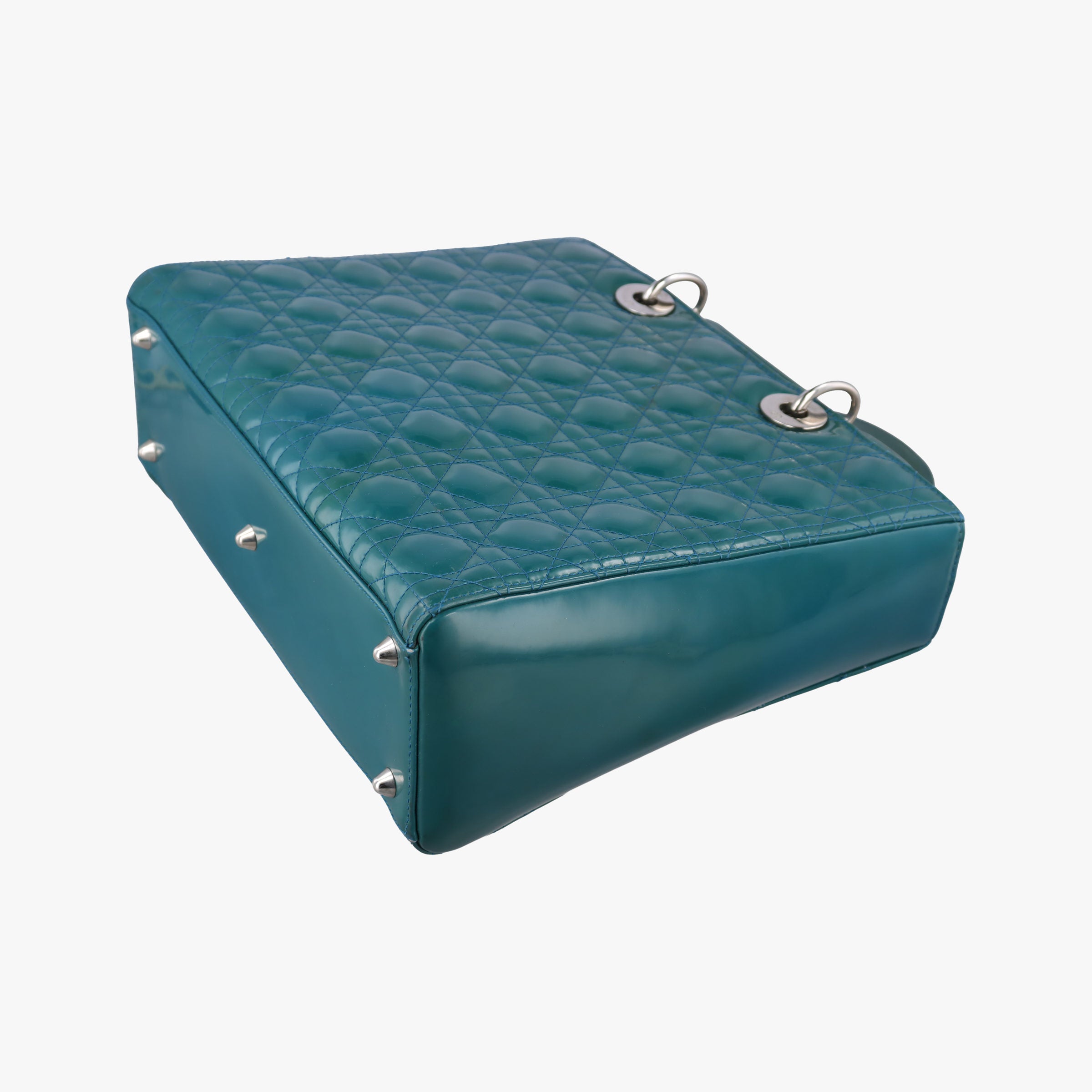 Pre-owned Christian Dior Lady Dior Blue Patent　Leather  shoulderbag | stylenewstar