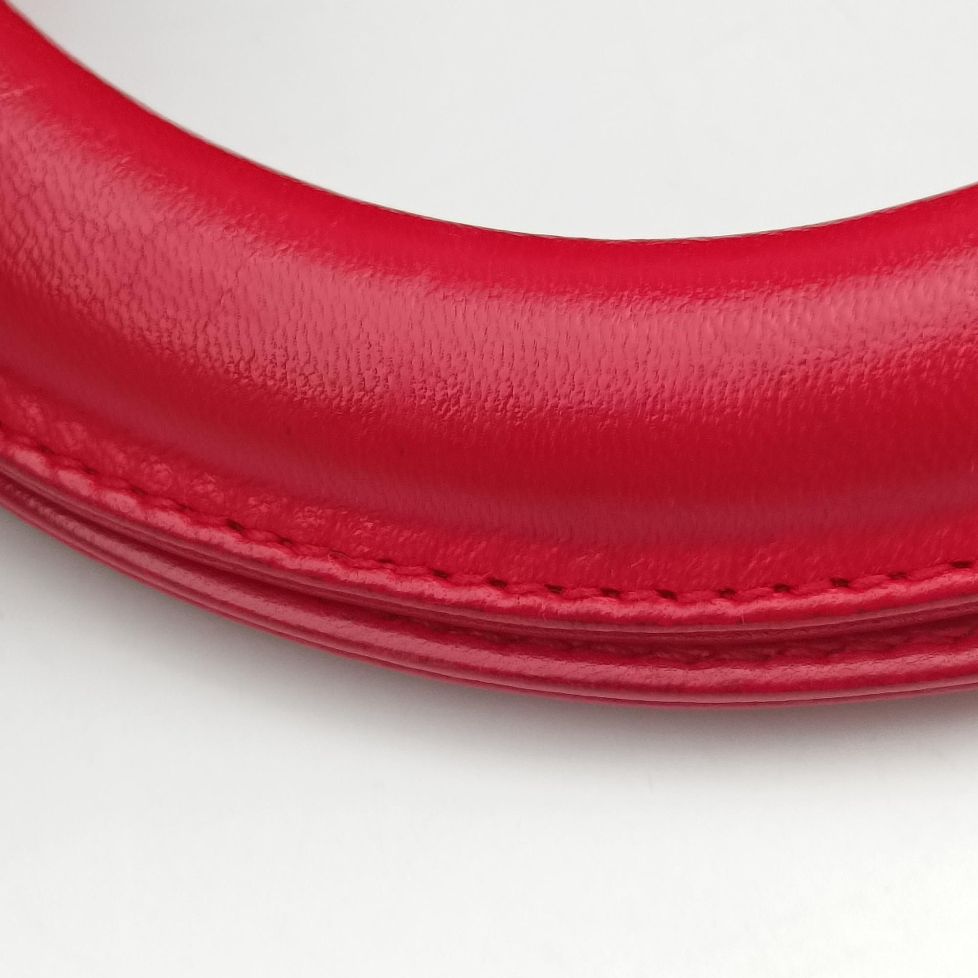 Pre-owned Christian Dior Lady Dior Red lambskin  shoulderbag | stylenewstar