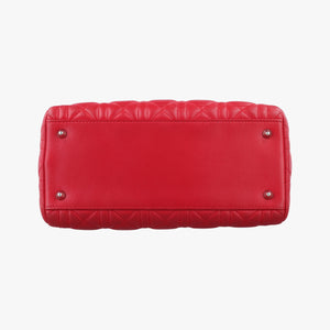 Pre-owned Christian Dior Lady Dior Red lambskin  shoulderbag | stylenewstar