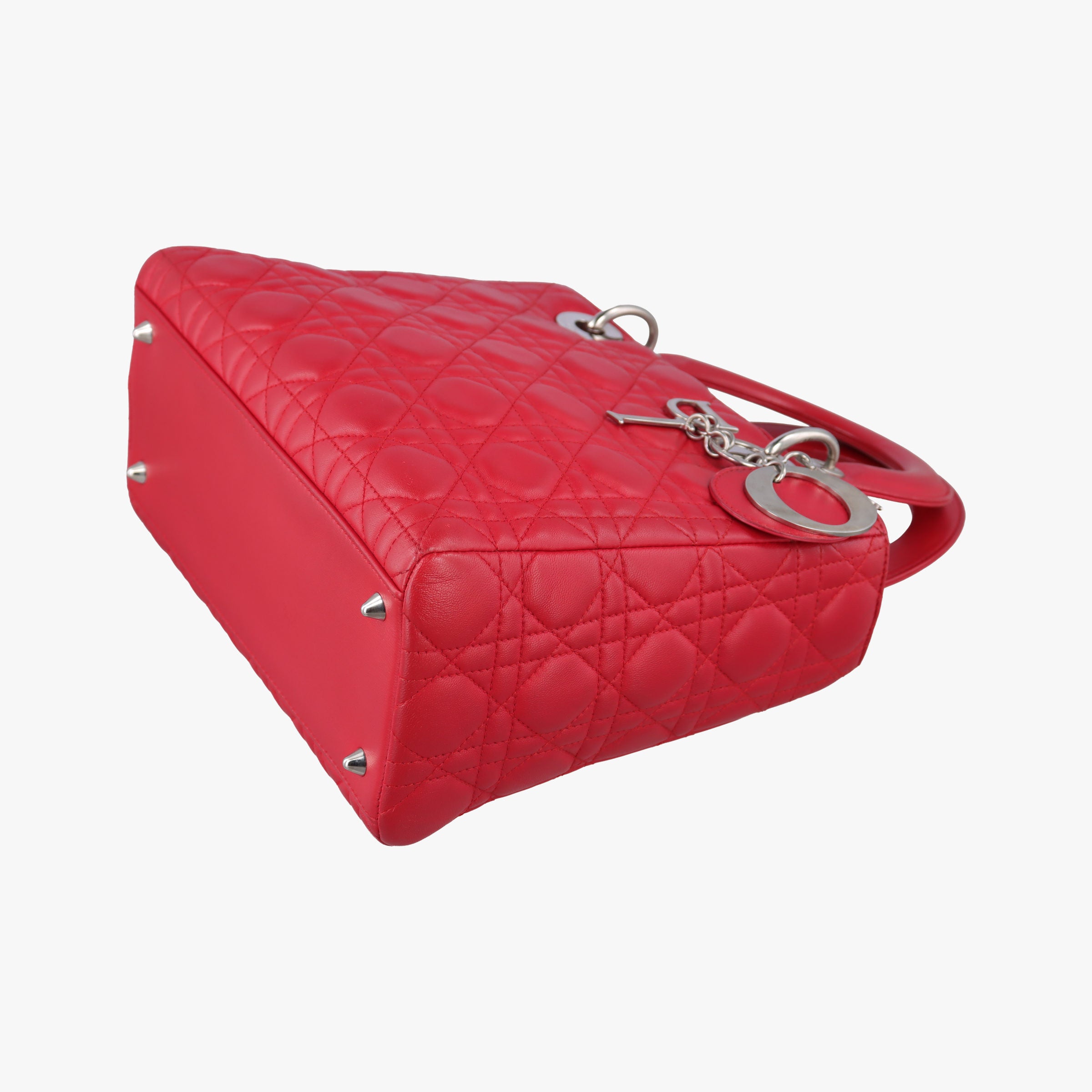 Pre-owned Christian Dior Lady Dior Red lambskin  shoulderbag | stylenewstar