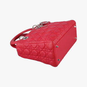 Pre-owned Christian Dior Lady Dior Red lambskin  shoulderbag | stylenewstar
