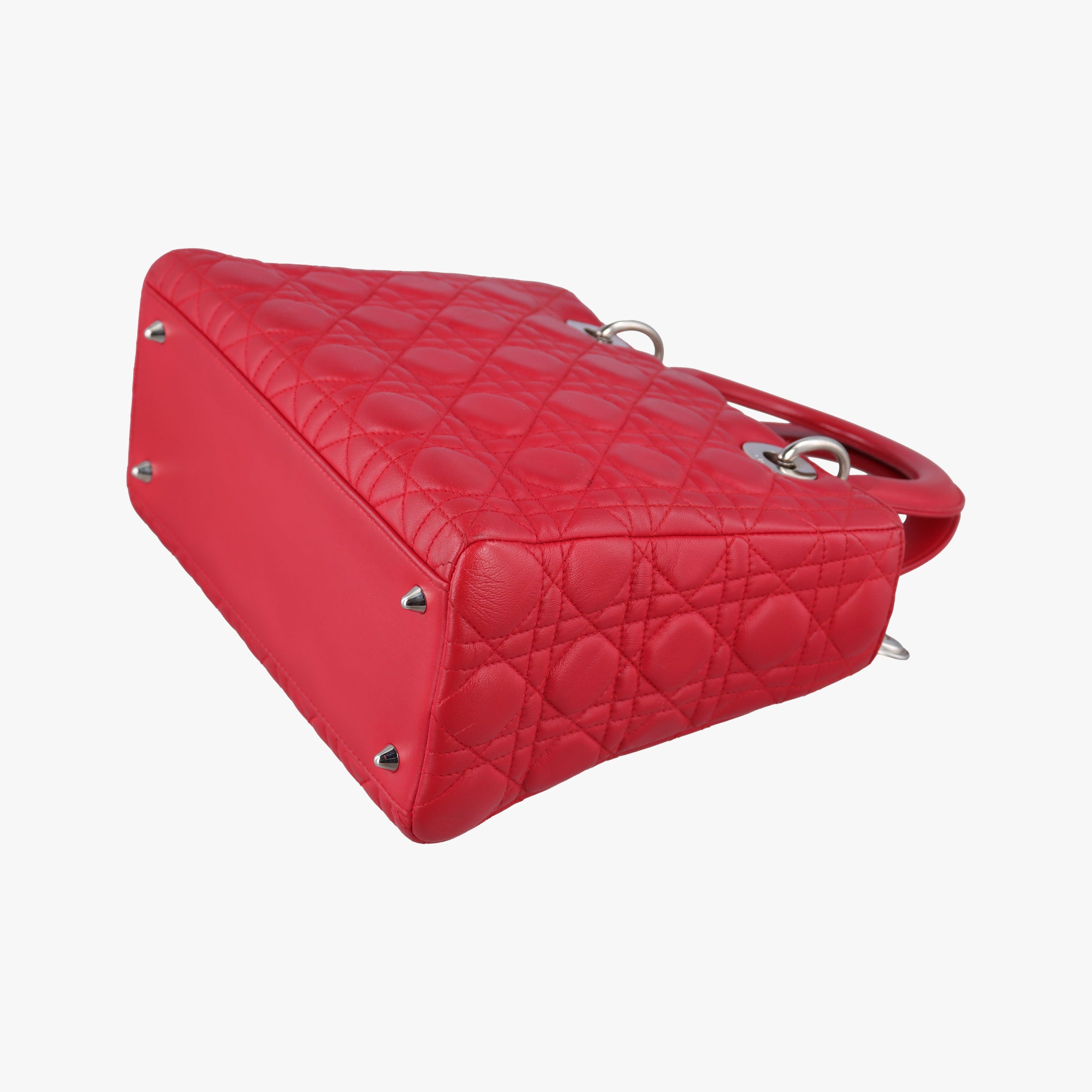 Pre-owned Christian Dior Lady Dior Red lambskin  shoulderbag | stylenewstar