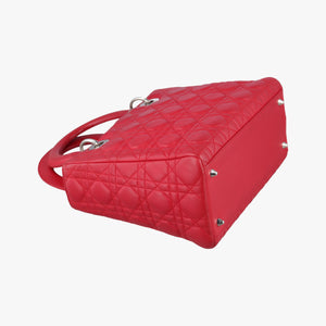 Pre-owned Christian Dior Lady Dior Red lambskin  shoulderbag | stylenewstar