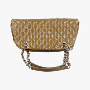 Pre-owned Chanel Mademoiselle Bowling Light Brown Patent A50557 shoulderbag | stylenewstar