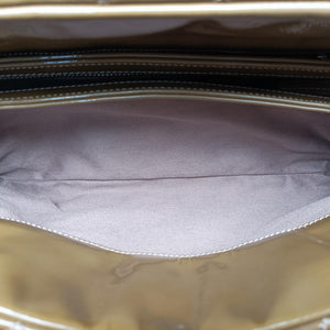 Pre-owned Chanel Mademoiselle Bowling Light Brown Patent A50557 shoulderbag | stylenewstar