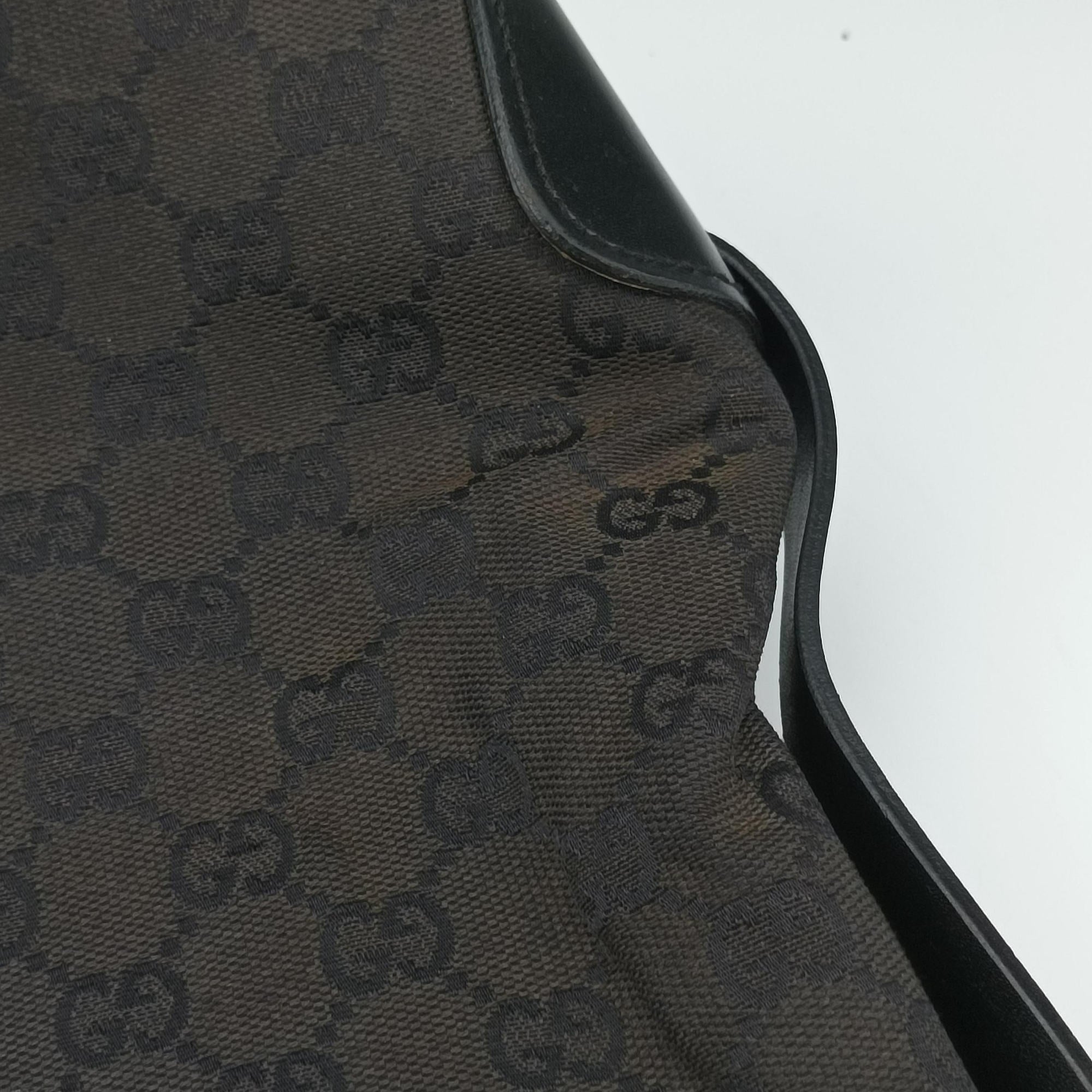 Pre-owned Gucci belt buckle GG pattern Grey Canvas×Leather 107756 handbag | stylenewstar
