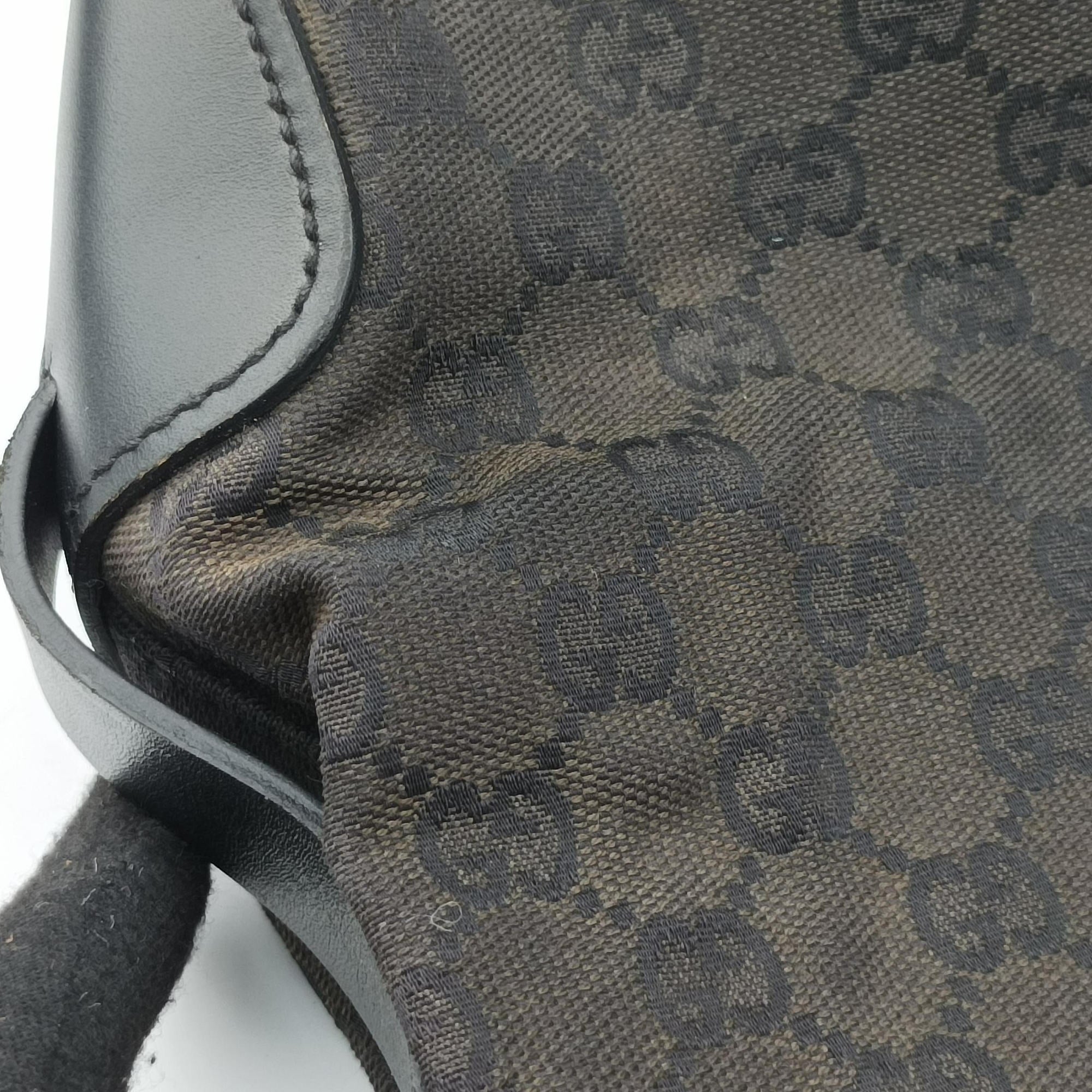 Pre-owned Gucci belt buckle GG pattern Grey Canvas×Leather 107756 handbag | stylenewstar