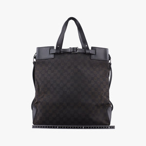 Pre-owned Gucci belt buckle GG pattern Grey Canvas×Leather 107756 handbag | stylenewstar