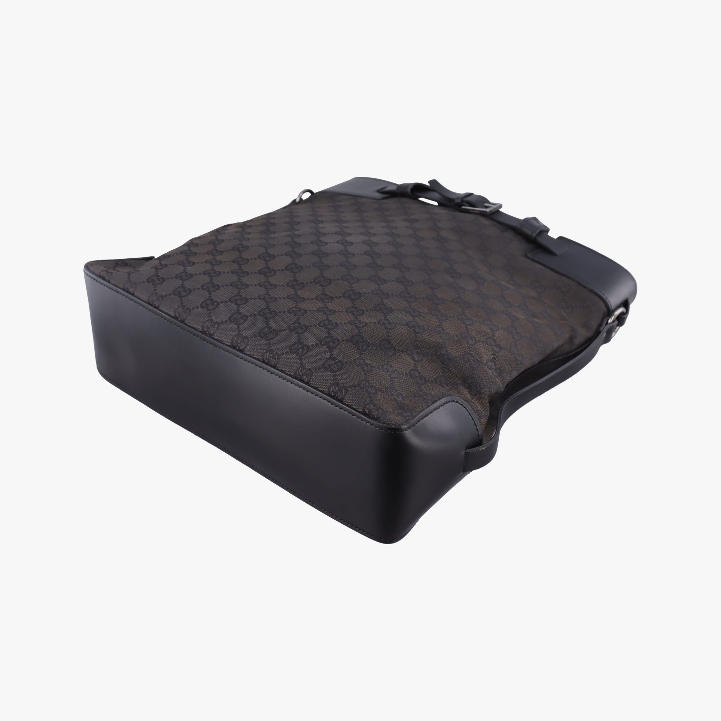 Pre-owned Gucci belt buckle GG pattern Grey Canvas×Leather 107756 handbag | stylenewstar