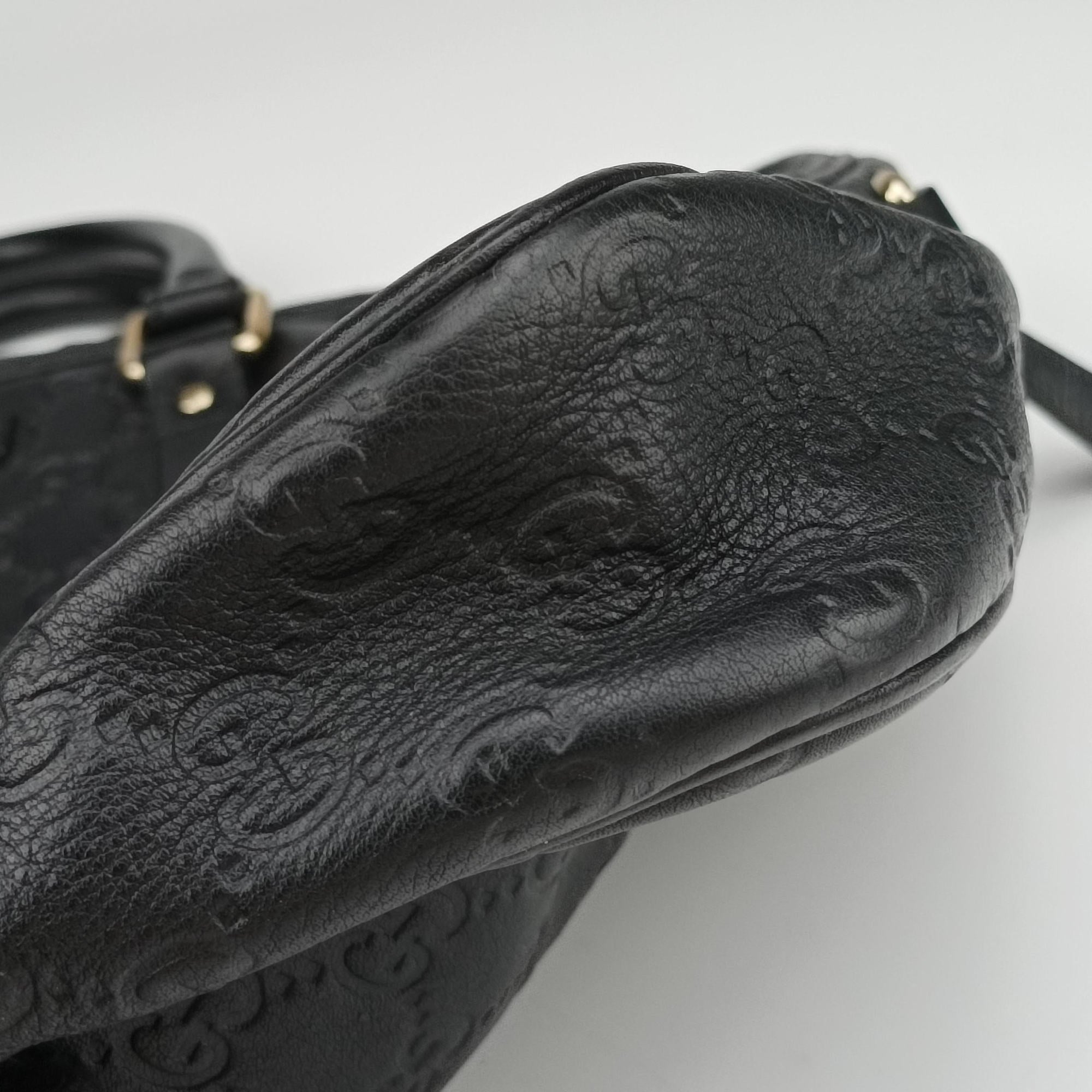 Pre-owned Gucci Diamante Black Leather 208468 handbag | stylenewstar