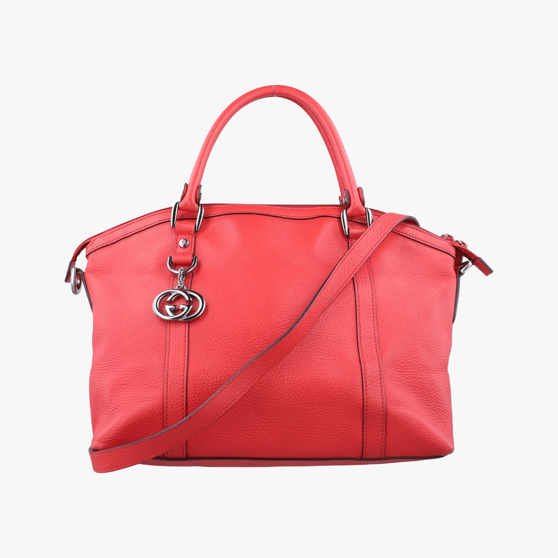 Pre-owned Gucci charm dome Red Leather 341503 shoulderbag | stylenewstar
