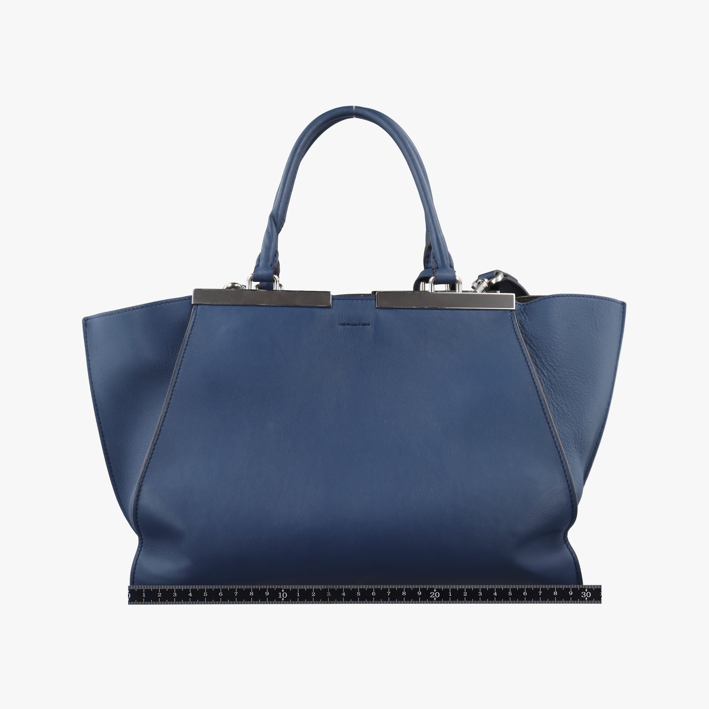 Pre-owned Fendi Trois Jours Navy Leather 8BH279 shoulderbag | stylenewstar