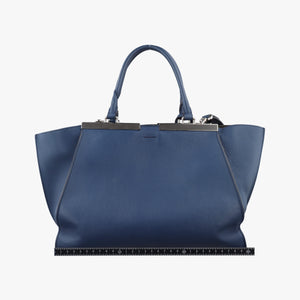 Pre-owned Fendi Trois Jours Navy Leather 8BH279 shoulderbag | stylenewstar