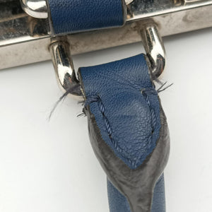 Pre-owned Fendi Trois Jours Navy Leather 8BH279 shoulderbag | stylenewstar