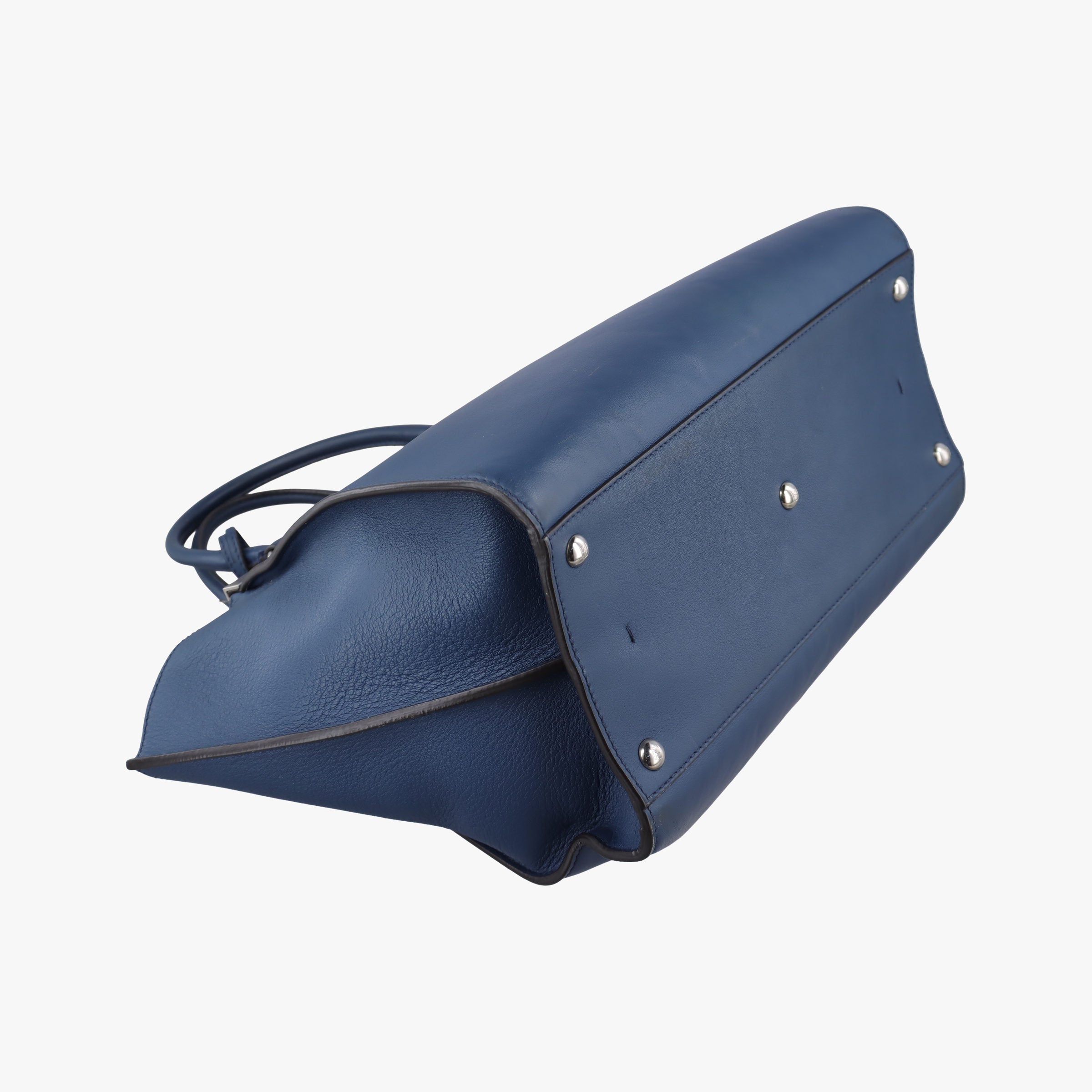 Pre-owned Fendi Trois Jours Navy Leather 8BH279 shoulderbag | stylenewstar