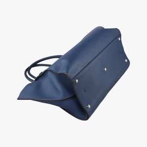 Pre-owned Fendi Trois Jours Navy Leather 8BH279 shoulderbag | stylenewstar