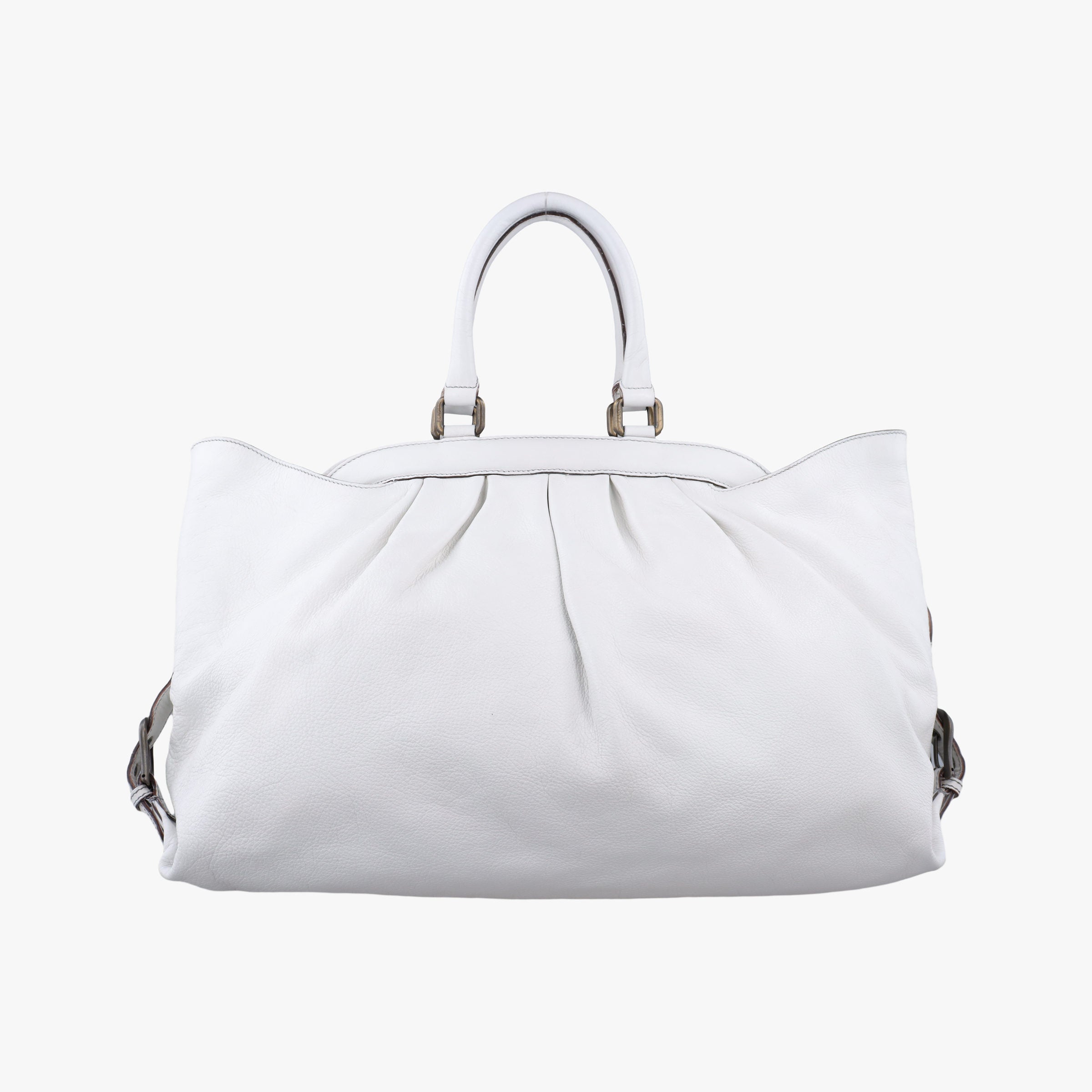 Pre-owned Fendi Borsa Frame Doctor White Leather 8BN191 handbag | stylenewstar