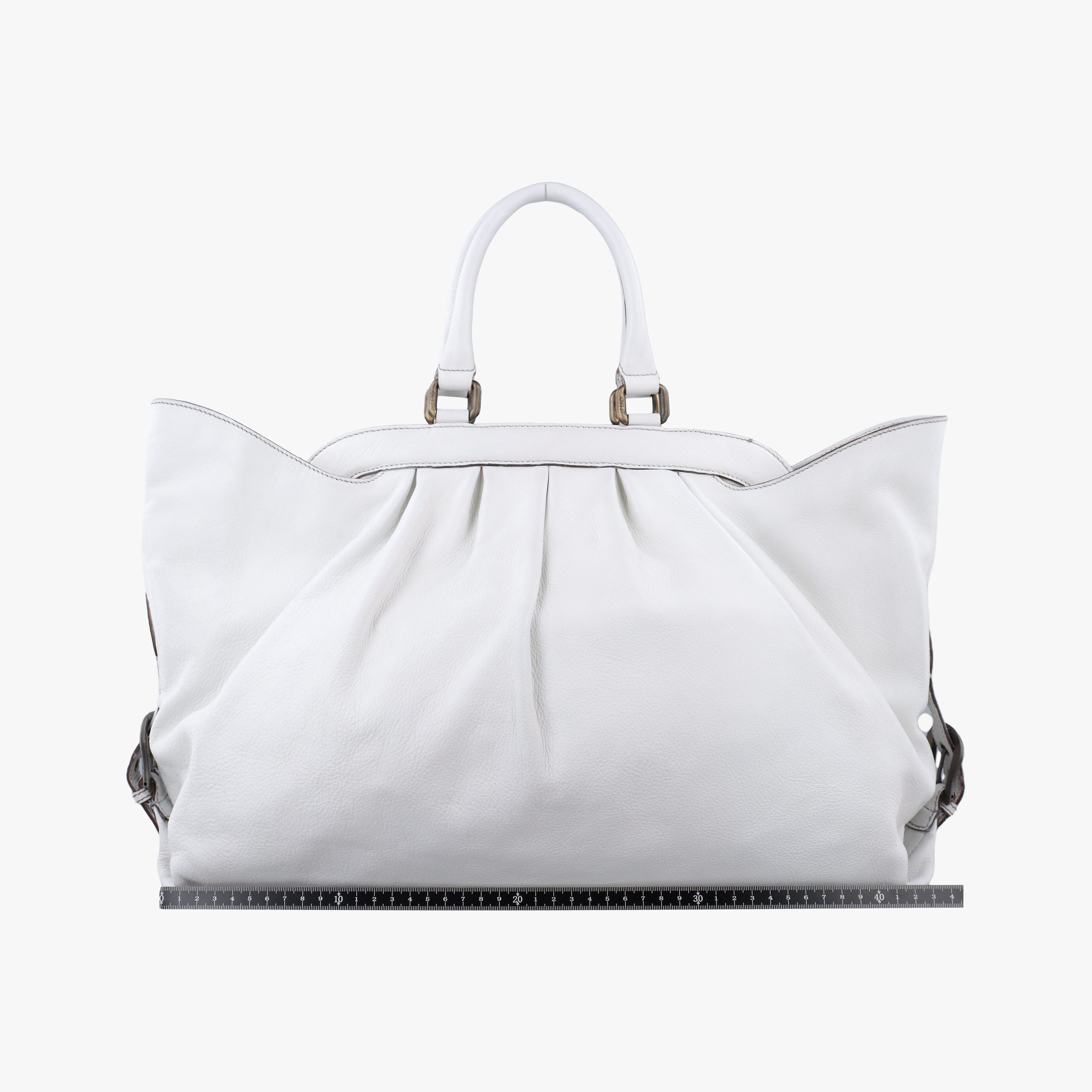 Pre-owned Fendi Borsa Frame Doctor White Leather 8BN191 handbag | stylenewstar