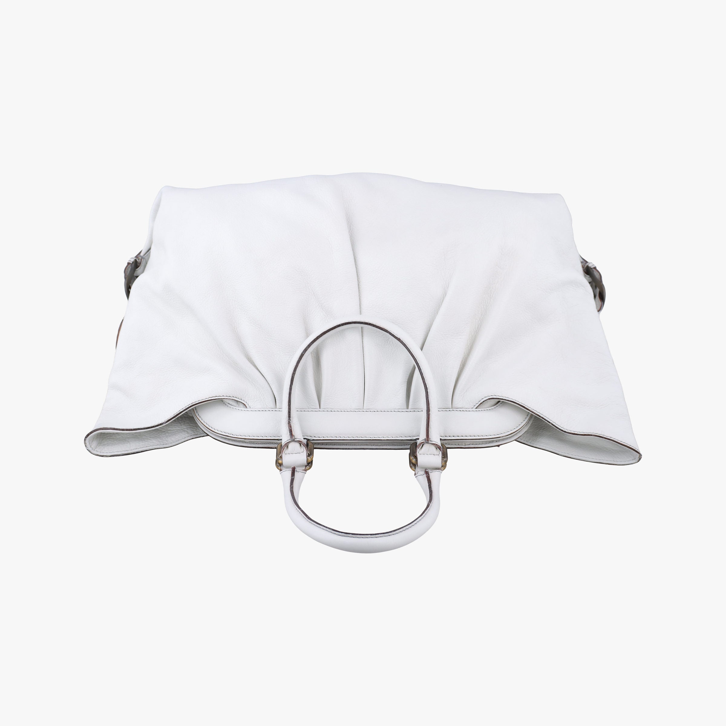 Pre-owned Fendi Borsa Frame Doctor White Leather 8BN191 handbag | stylenewstar