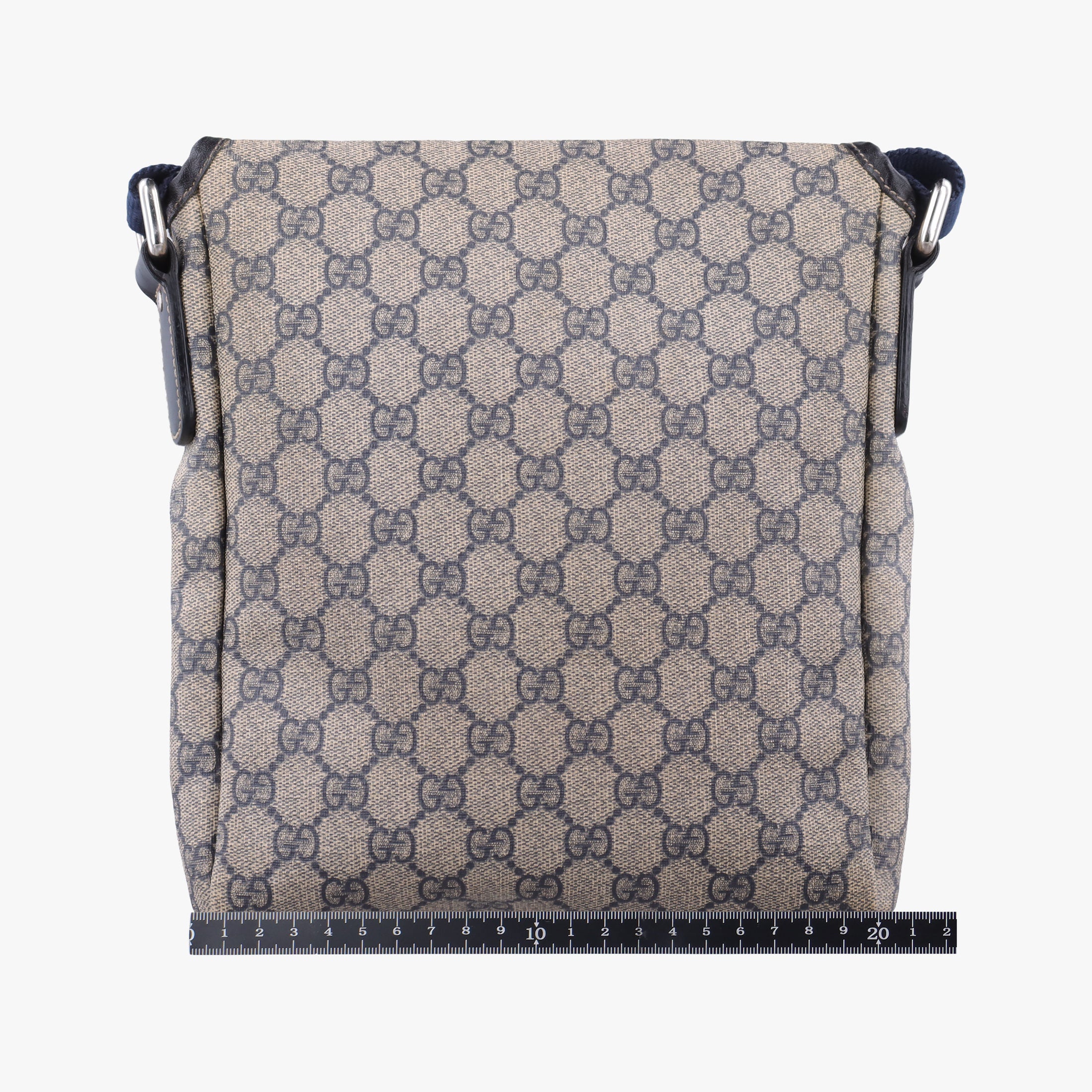 Pre-owned Gucci GG Plus GG Supreme beige×navy PVC coated canvas×Leather 223666 shoulderbag | stylenewstar