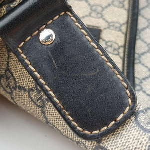 Pre-owned Gucci GG Plus GG Supreme beige×navy PVC coated canvas×Leather 223666 shoulderbag | stylenewstar