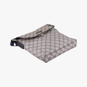 Pre-owned Gucci GG Plus GG Supreme beige×navy PVC coated canvas×Leather 223666 shoulderbag | stylenewstar
