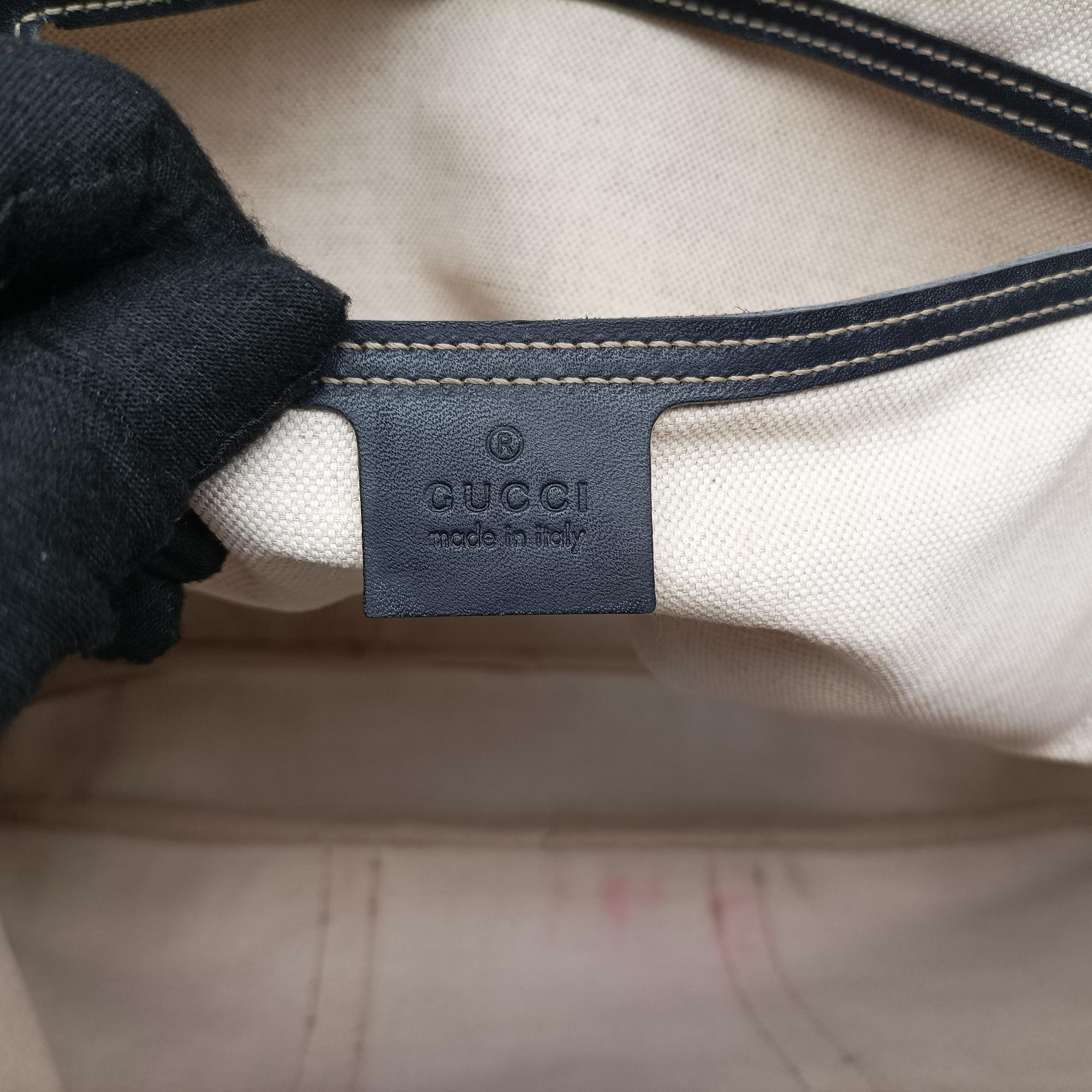 Secondhand Gucci GG plus GG Supreme Briefcase Beige×Black PVC coated canvas 201480 handbag | stylenewstar