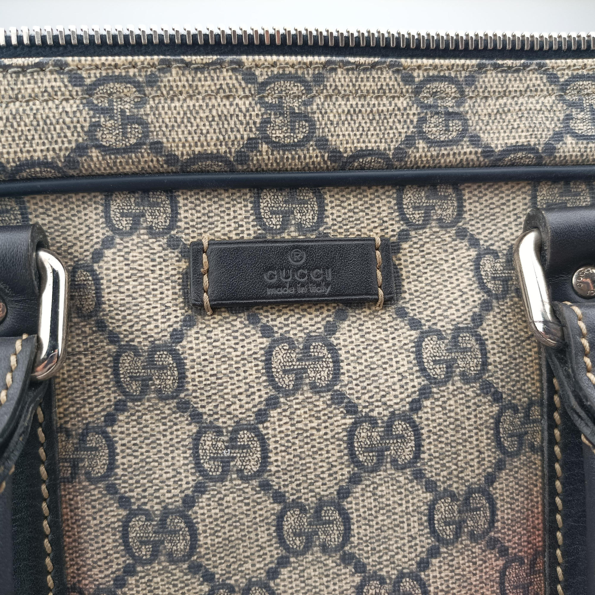 Secondhand Gucci GG plus GG Supreme Briefcase Beige×Black PVC coated canvas 201480 handbag | stylenewstar