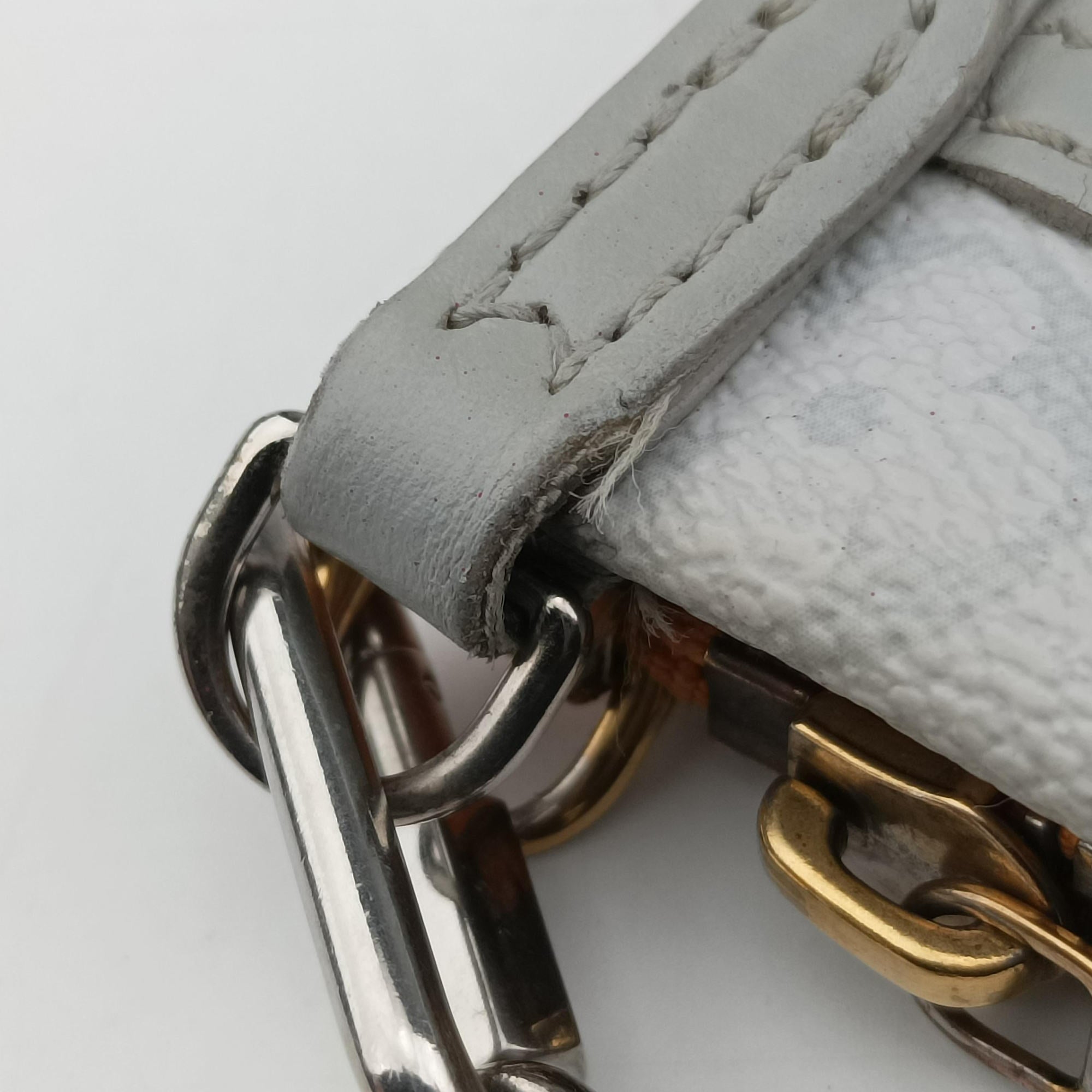 Pre-owned Louis Vuitton Flat Messenger White×orange White Monogram Canvas x Ocher Monogram Denim M44640 shoulderbag | stylenewstar