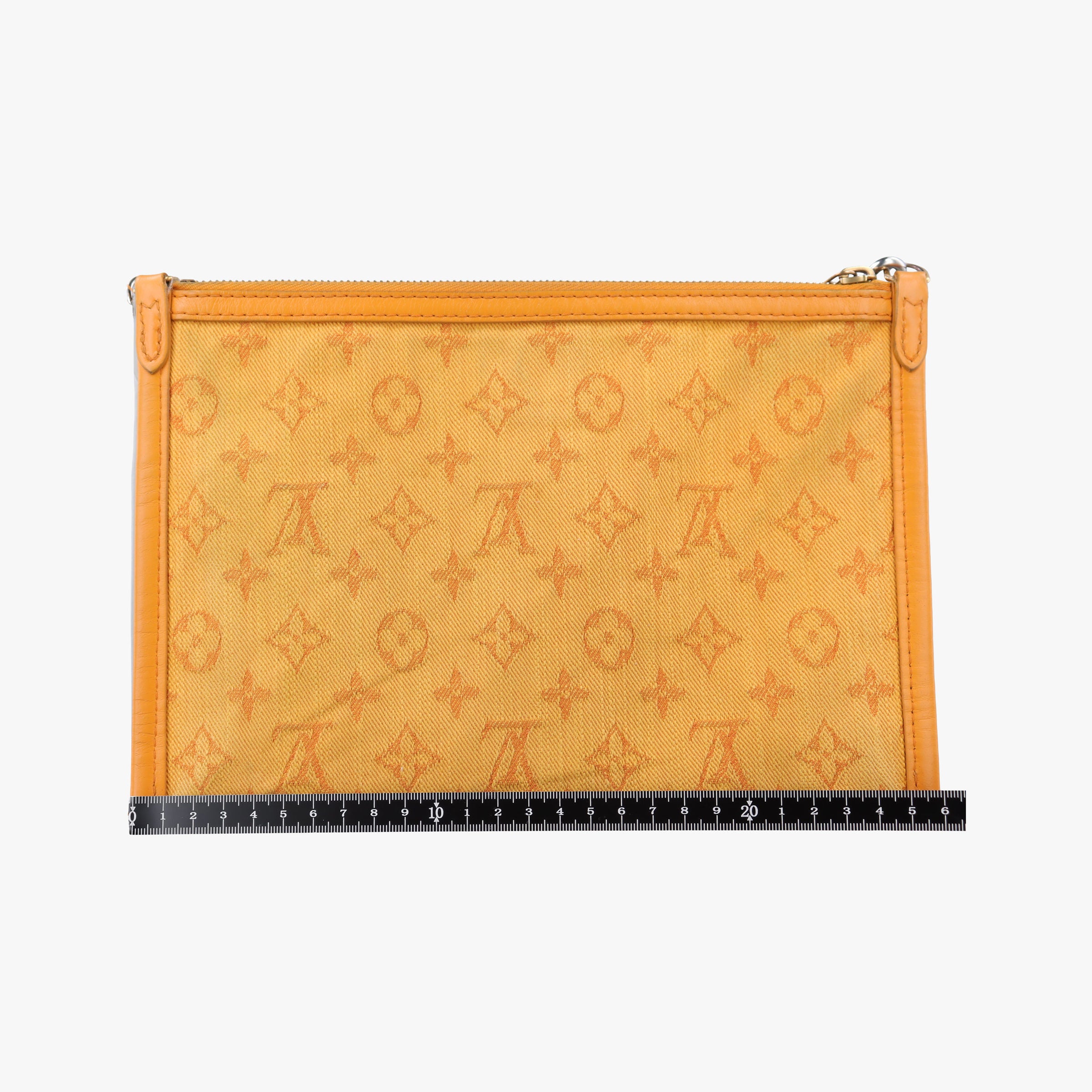 Pre-owned Louis Vuitton Flat Messenger White×orange White Monogram Canvas x Ocher Monogram Denim M44640 shoulderbag | stylenewstar
