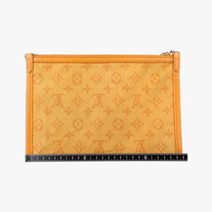 Pre-owned Louis Vuitton Flat Messenger White×orange White Monogram Canvas x Ocher Monogram Denim M44640 shoulderbag | stylenewstar