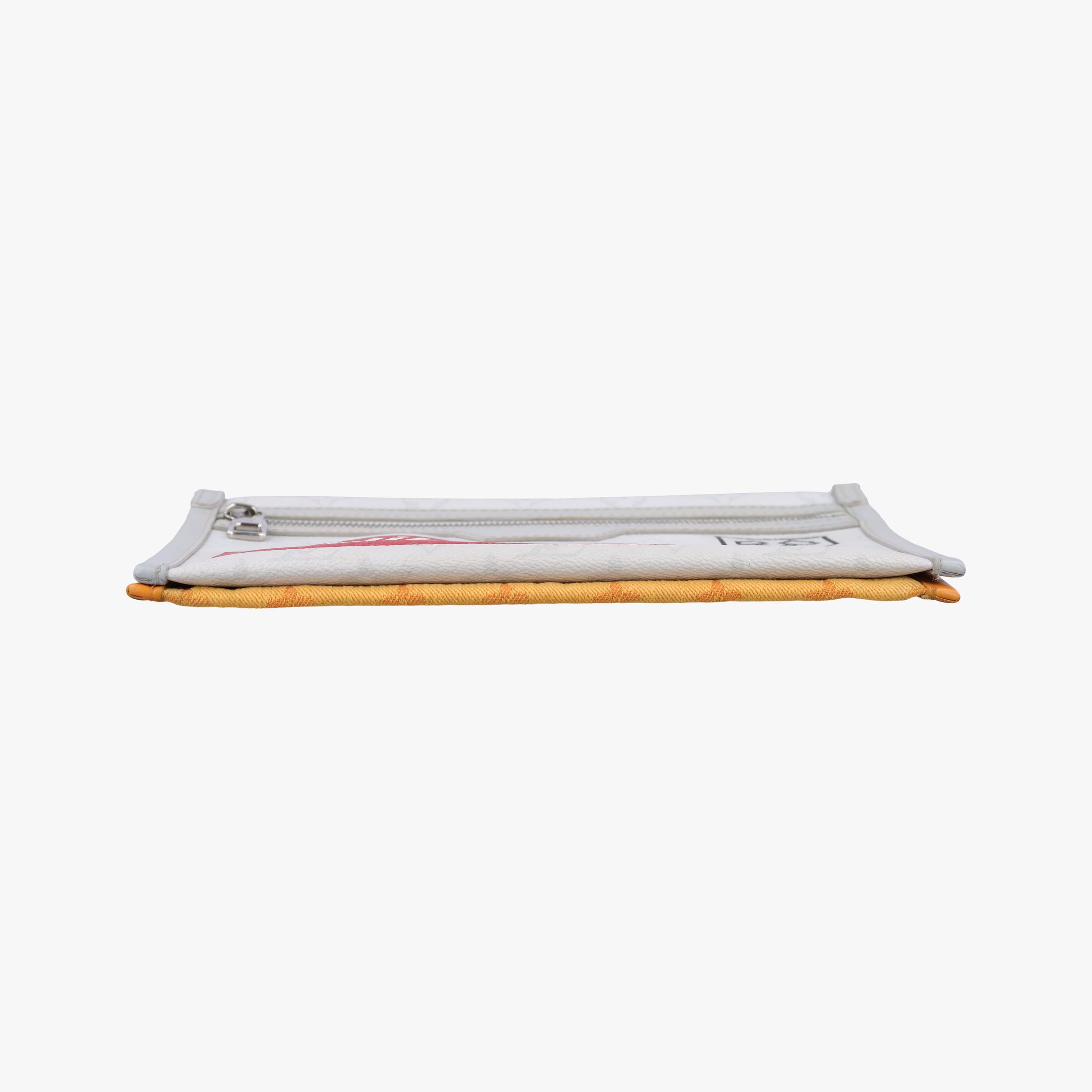 Pre-owned Louis Vuitton Flat Messenger White×orange White Monogram Canvas x Ocher Monogram Denim M44640 shoulderbag | stylenewstar