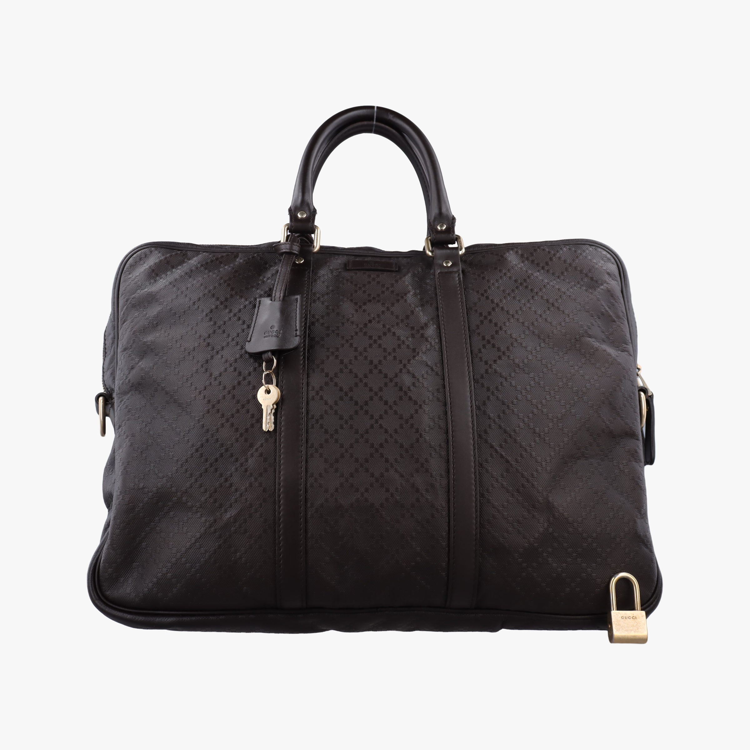 Pre-owned Gucci Diamante Business Brown leather 208463 handbag | stylenewstar