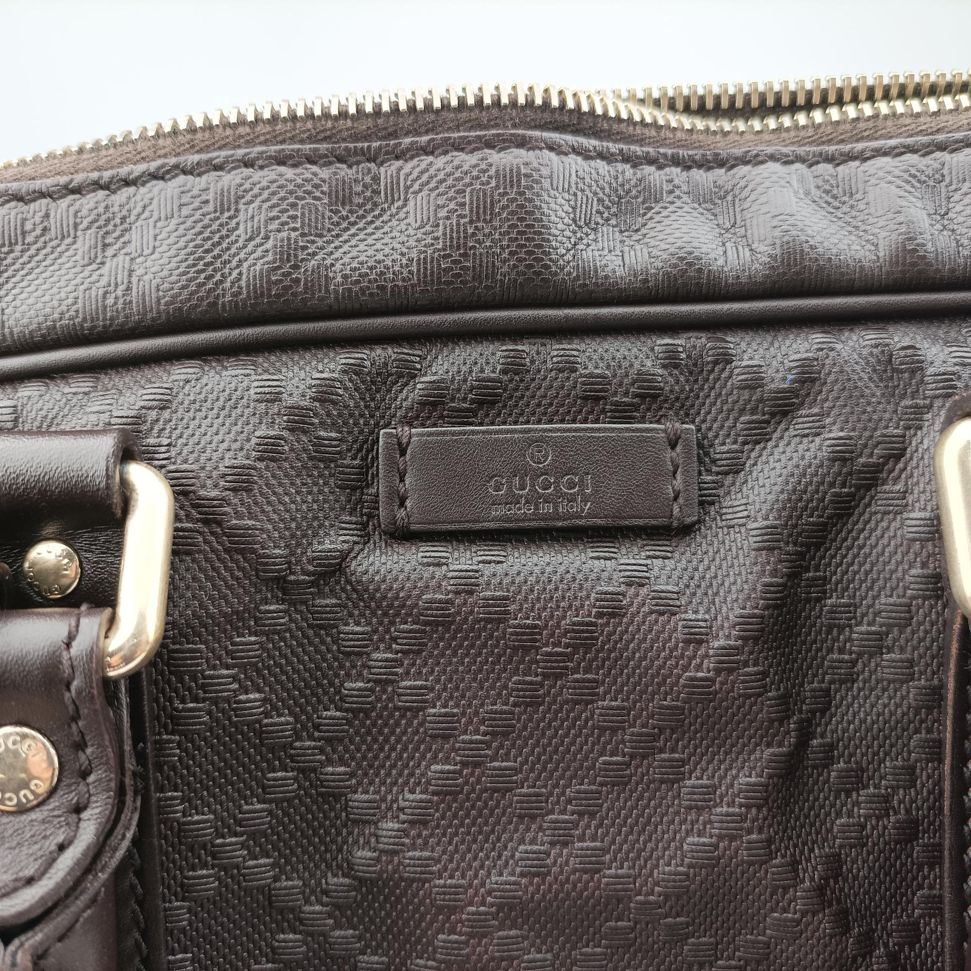 Pre-owned Gucci Diamante Business Brown leather 208463 handbag | stylenewstar