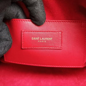 Pre-owned Yves Saint Laurent CLASSIC BABY DUFFLE Red Leather 330958 shoulderbag | stylenewstar