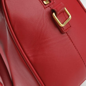 Pre-owned Yves Saint Laurent CLASSIC BABY DUFFLE Red Leather 330958 shoulderbag | stylenewstar