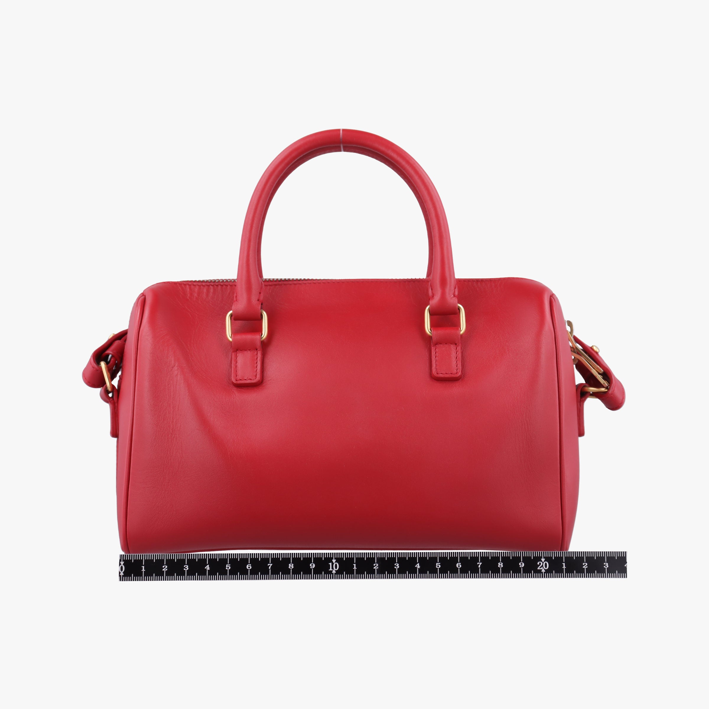 Pre-owned Yves Saint Laurent CLASSIC BABY DUFFLE Red Leather 330958 shoulderbag | stylenewstar