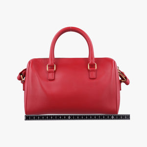 Pre-owned Yves Saint Laurent CLASSIC BABY DUFFLE Red Leather 330958 shoulderbag | stylenewstar